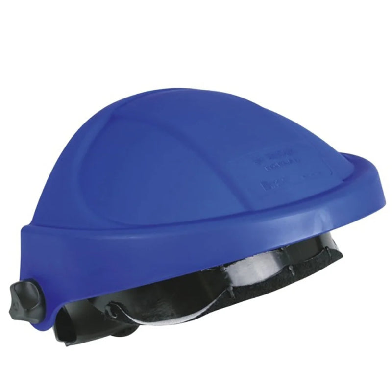 Blue hard hat on a white background