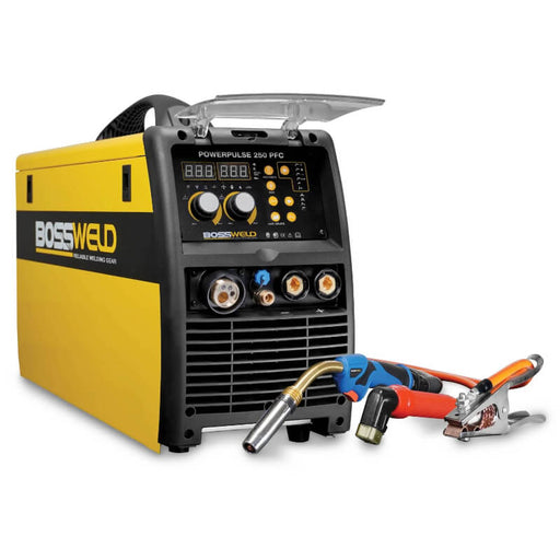 Boss Weld welding machine with cables on a white background