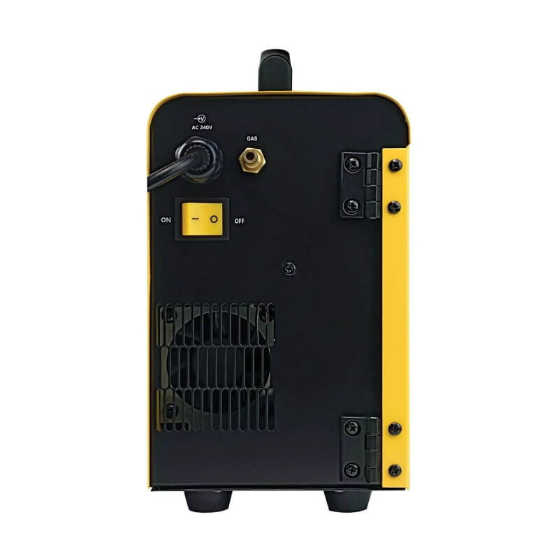 Black and yellow industrial machine with control panel on a white background