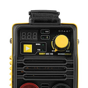BossWeld Buddy Arc 140 welding machine with yellow and black design on a white background