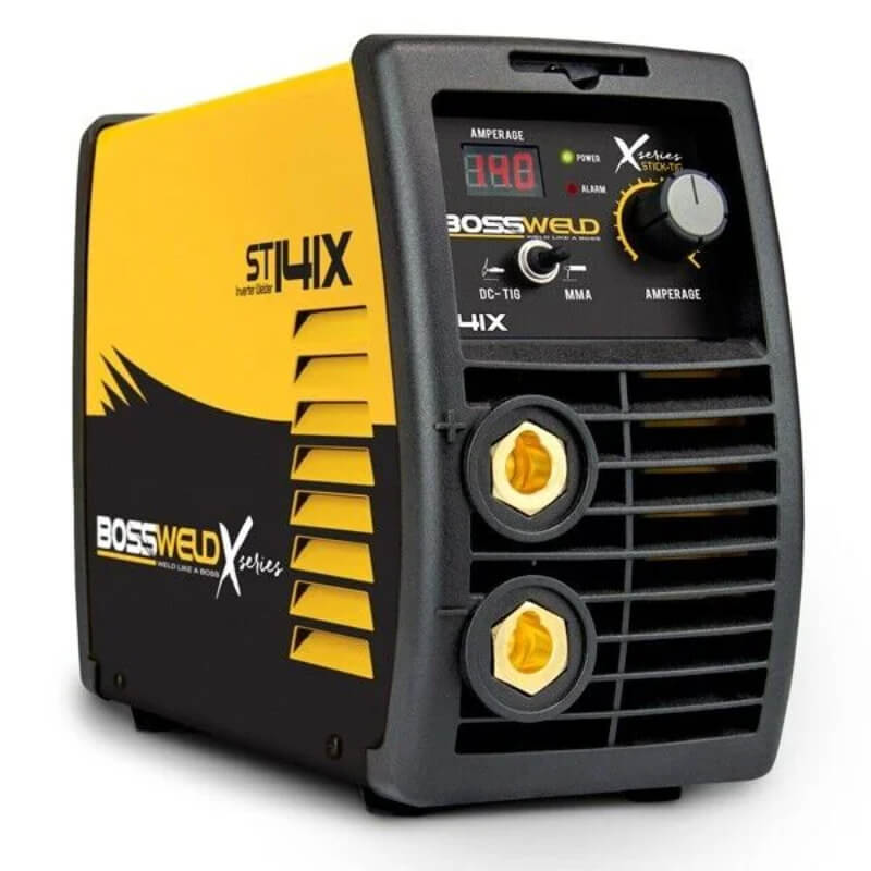BossWeld welding machine with yellow and black design on a white background
