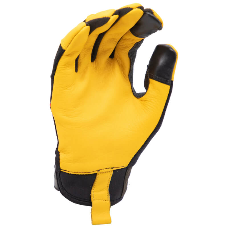 Yellow and black glove on a white background