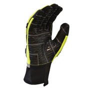 Black and yellow glove on a white background