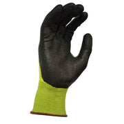 Black glove with green palm on a white background