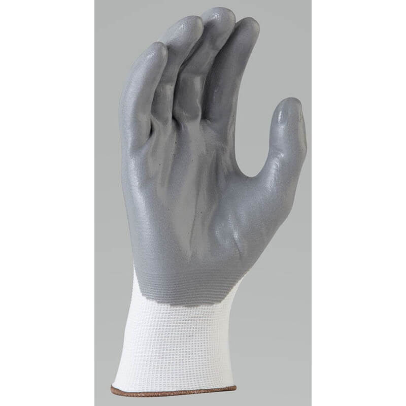 Gray glove with white cuff on a gray background