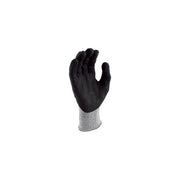 Black glove with a textured palm on a white background