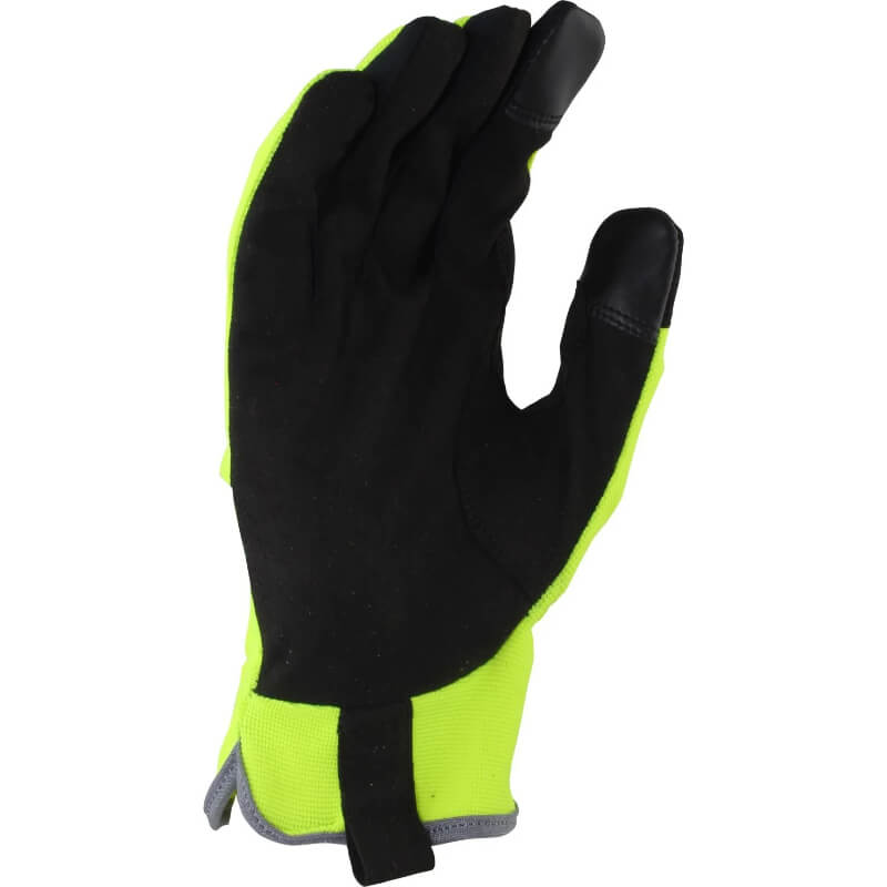 Black and yellow glove on a white background