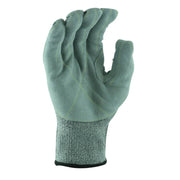 Green work glove on a white background