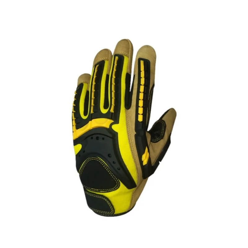 Yellow and black glove on a white background