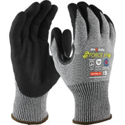Pair of black and gray gloves with 'G-Force Pro' branding on a white background