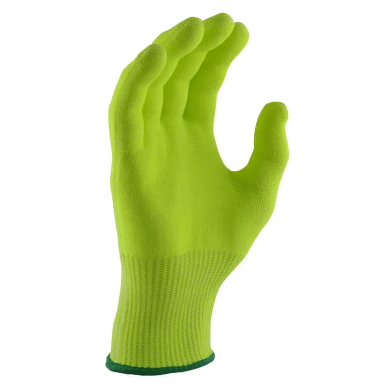 Green gardening glove on a white background