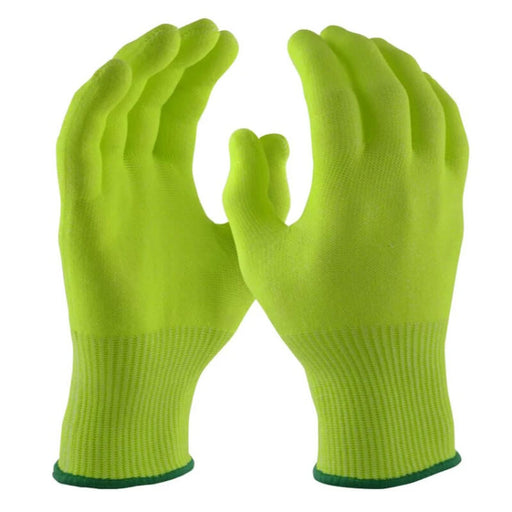 Pair of green gloves on a white background