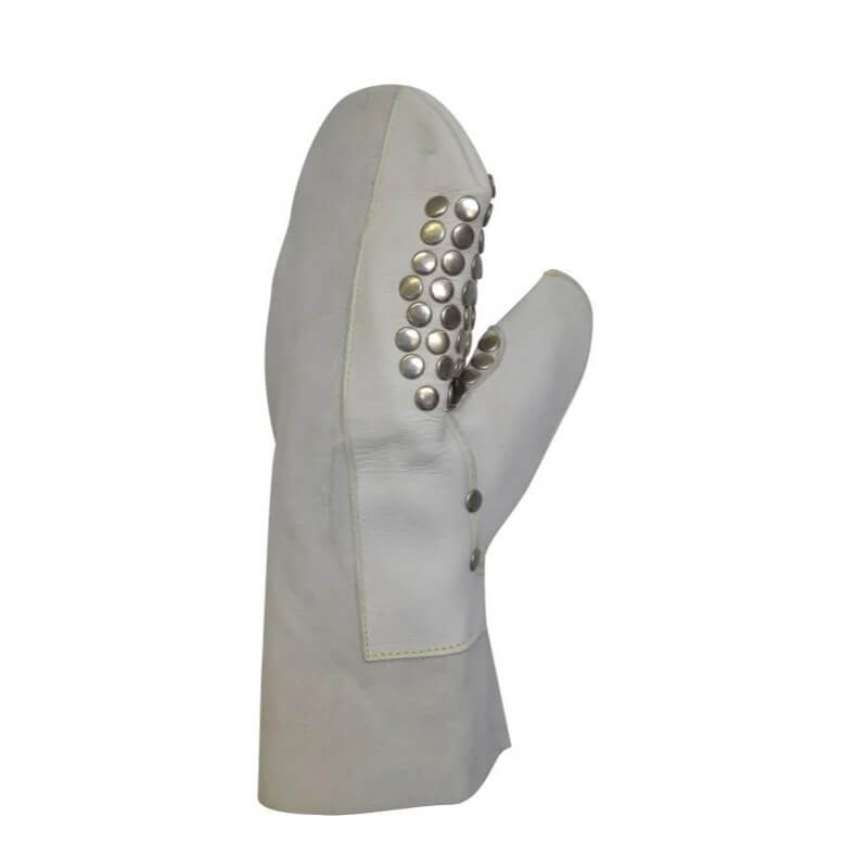 White glove with metallic buttons on a white background