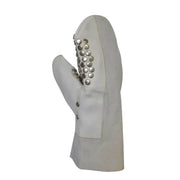 White glove with silver buttons on a white background