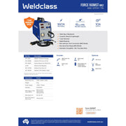 Weldclass Force 160MST MK2 welding machine with specifications on a white background
