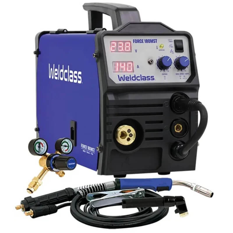 Weldclass welding machine with hoses and nozzles on a white background
