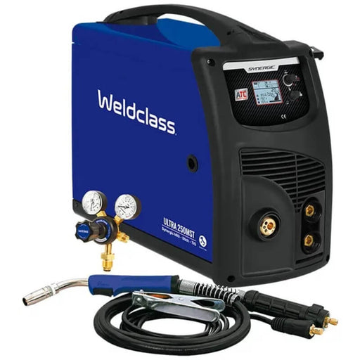 Weldclass welding machine with hoses and nozzles on a white background