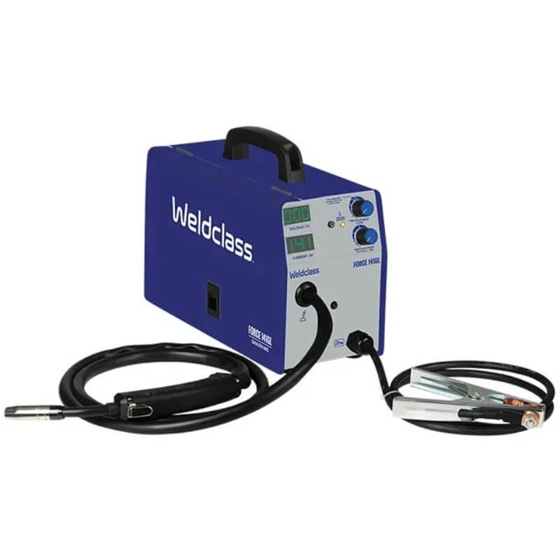 Weldclass welding machine with cables on a white background