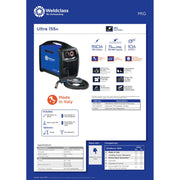 Weldclass Ultra 155M welding machine with specifications on a blue background