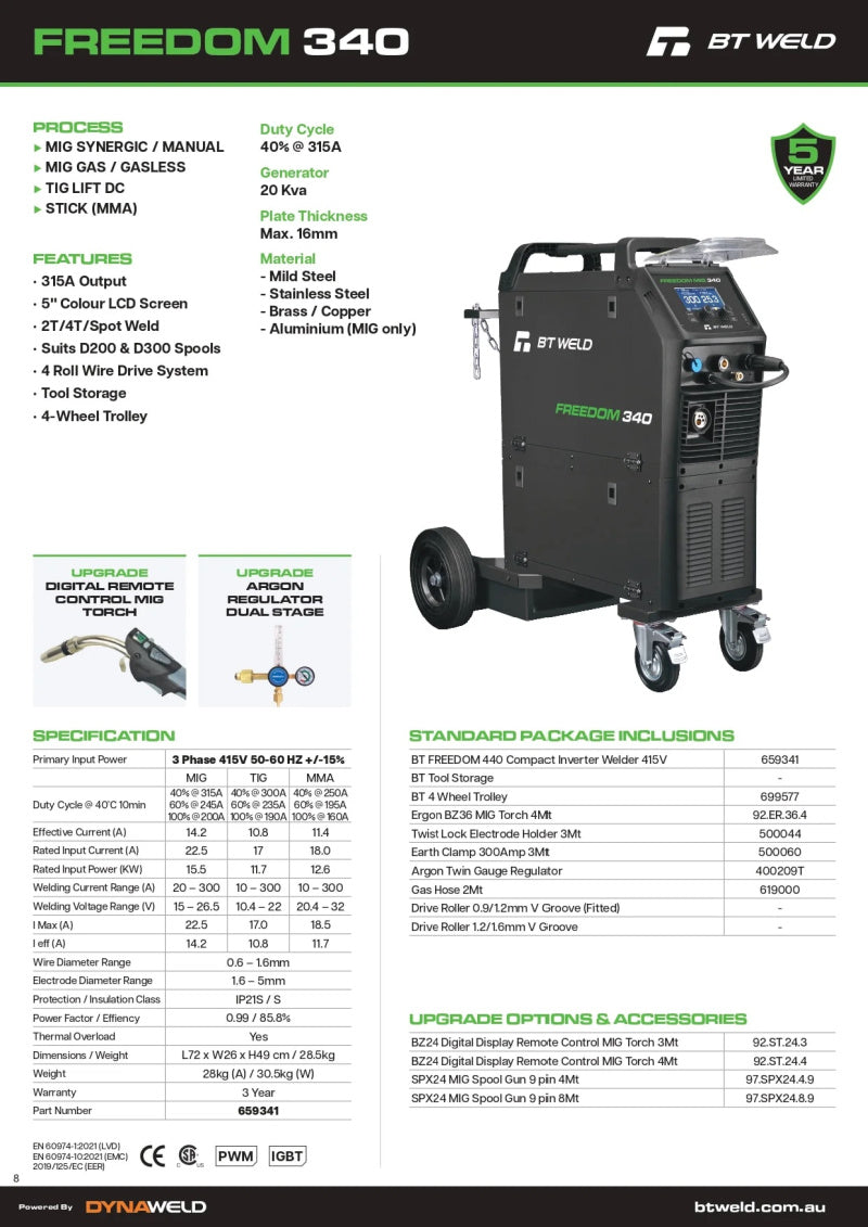 BT Weld Freedom 340 MST Welder MMA Multi-Process